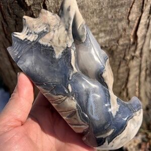 Volcanic (1) agate dragon head carving | Crystal ~ UV reactive